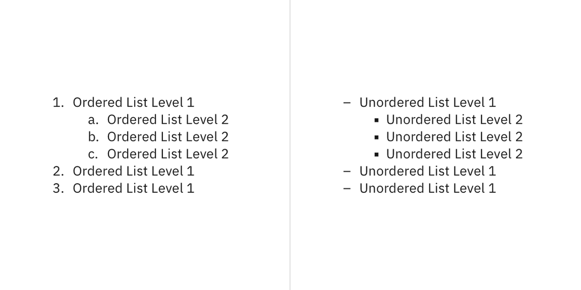 Example of ordered and unordered lists Example of ordered and unordered lists